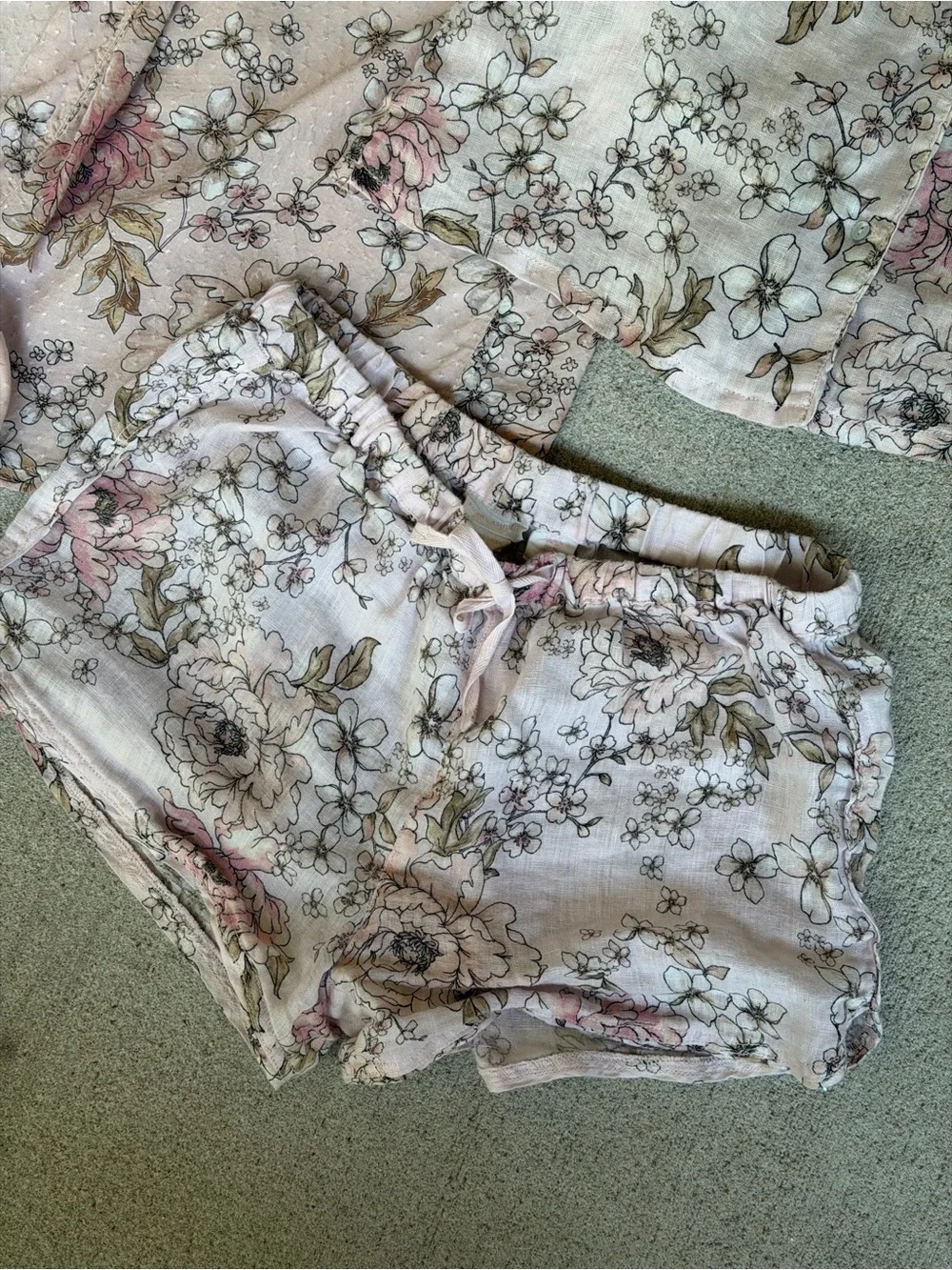 Floral Linen & Cotton Pajama Set - Robe + PJ Set